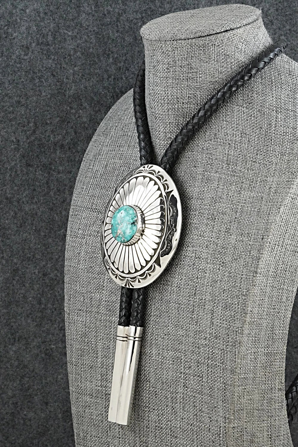 Turquoise & Sterling Silver Bolo Tie - Charlie John