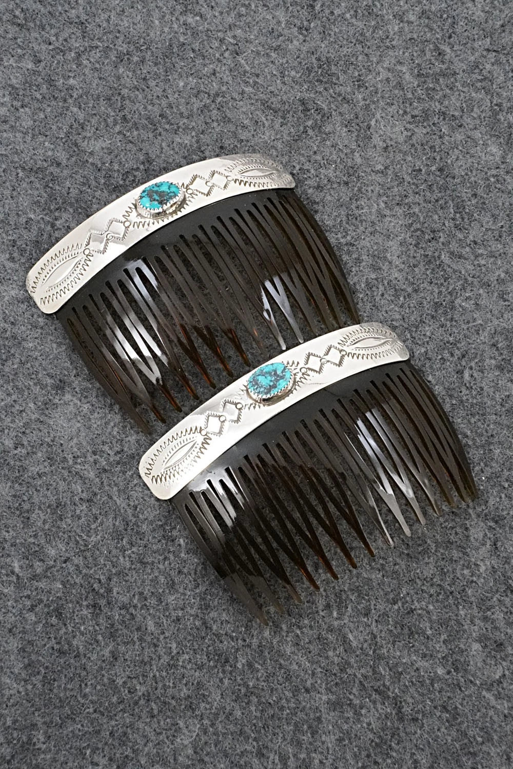 Turquoise & Sterling Silver Hair Combs - Joann Silver