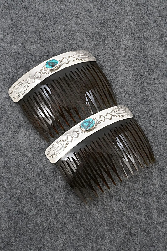 Turquoise & Sterling Silver Hair Combs - Joann Silver