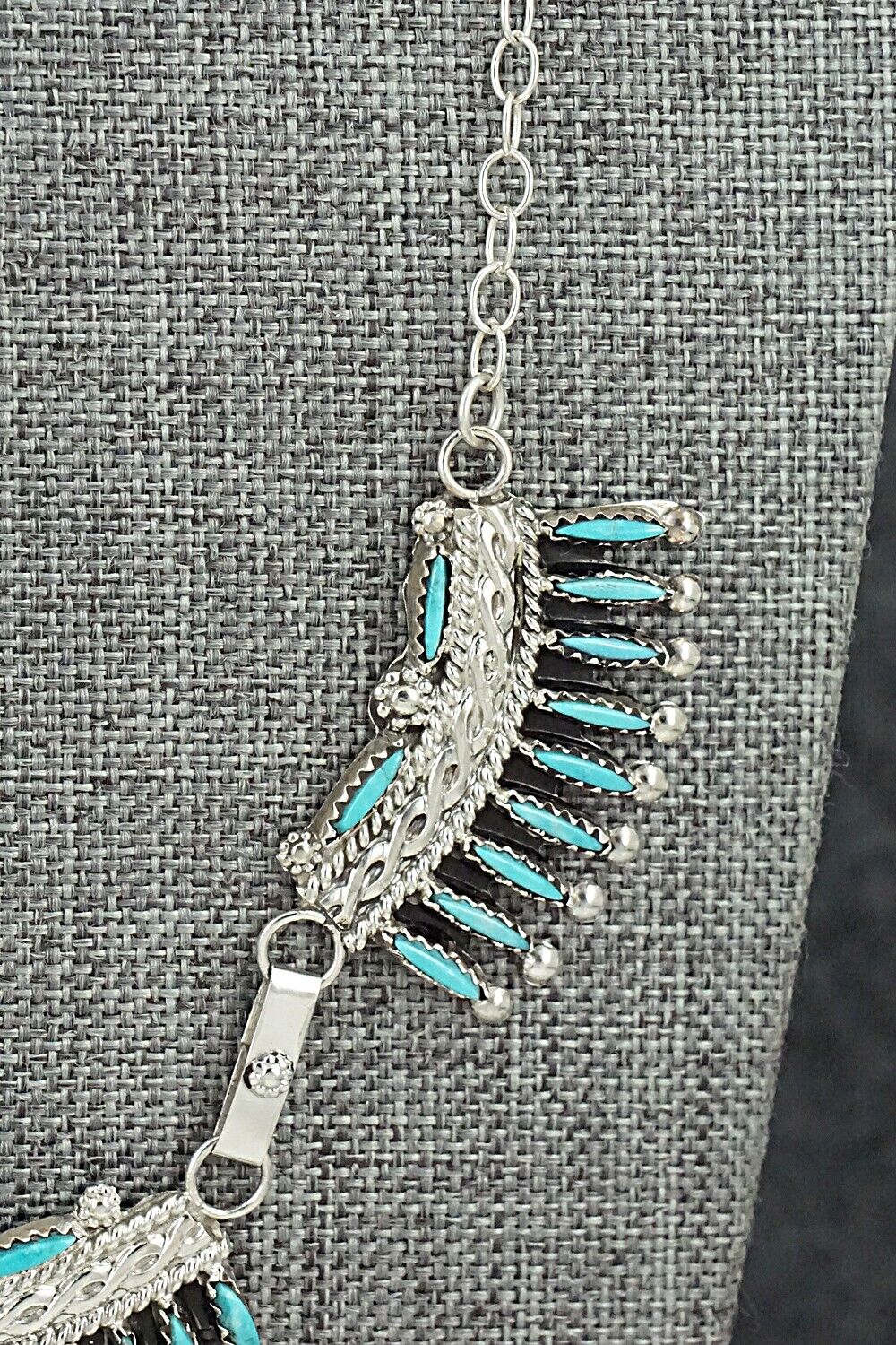 Turquoise & Sterling Silver Necklace Set - Jack Etsate