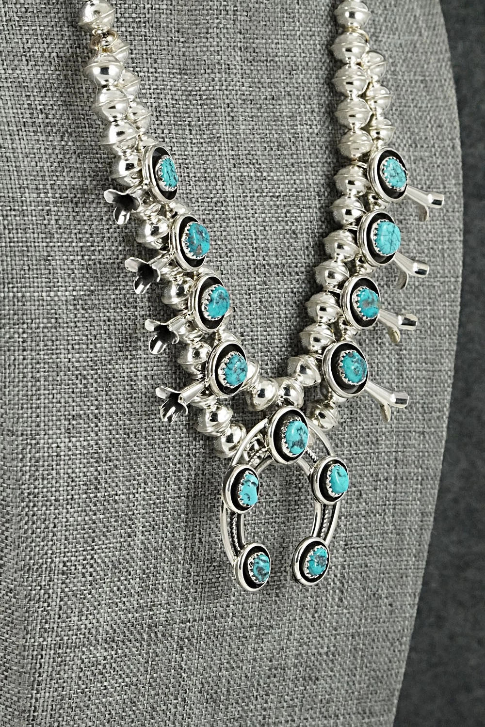 Turquoise & Sterling Silver Squash Blossom Set - Phil Garcia