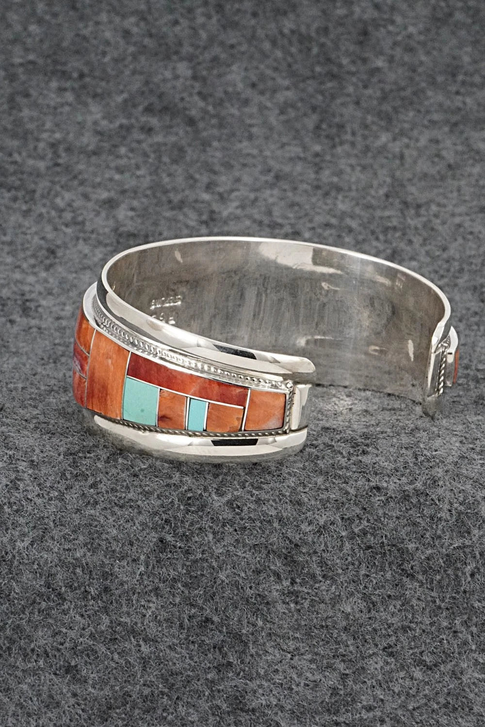 Turquoise, Spiny Oyster & Sterling Silver Bracelet - Glendora Booqua
