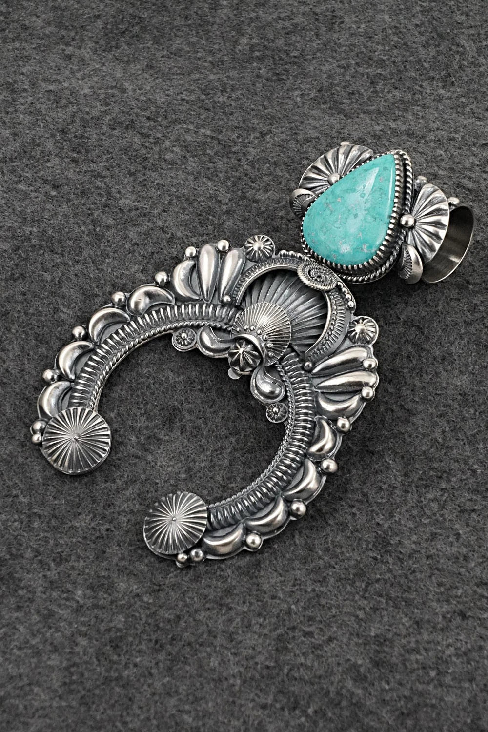 Turquoise & Sterling Silver Naja Pendant - Delbert Gordon
