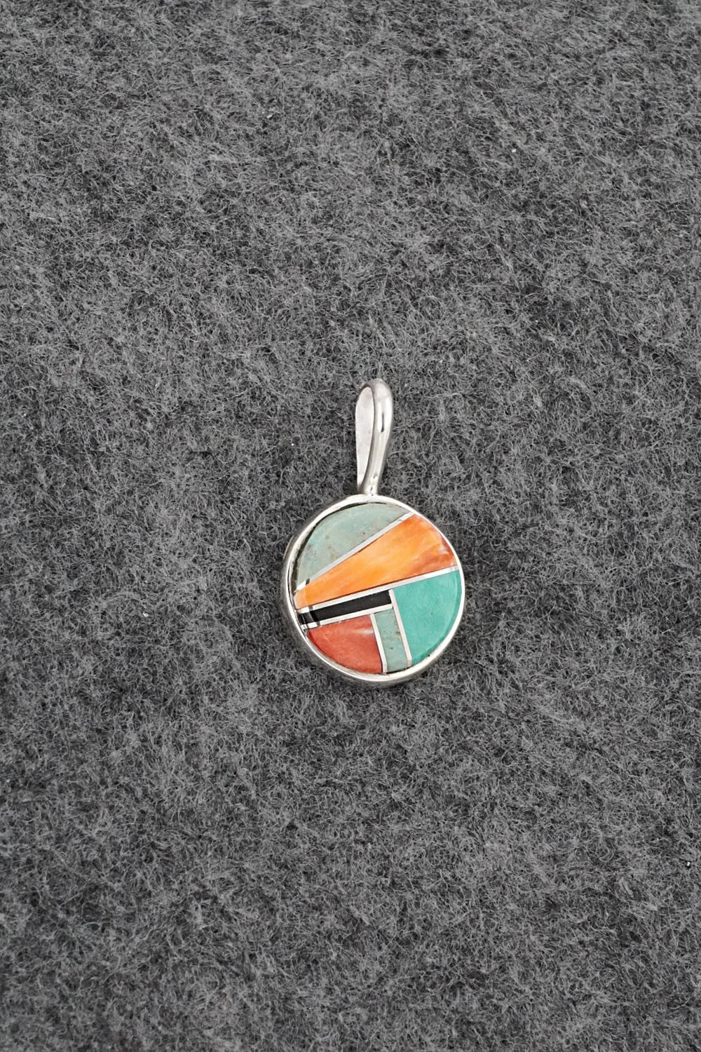 Turquoise, Spiny Oyster & Sterling Silver Pendant - Joseph Martinez