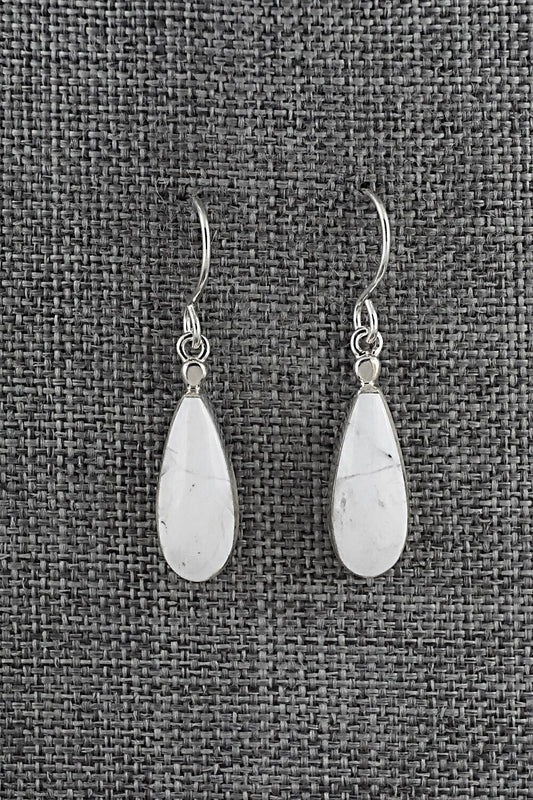 White Buffalo & Sterling Silver Earrings - Kenneth Bitsie
