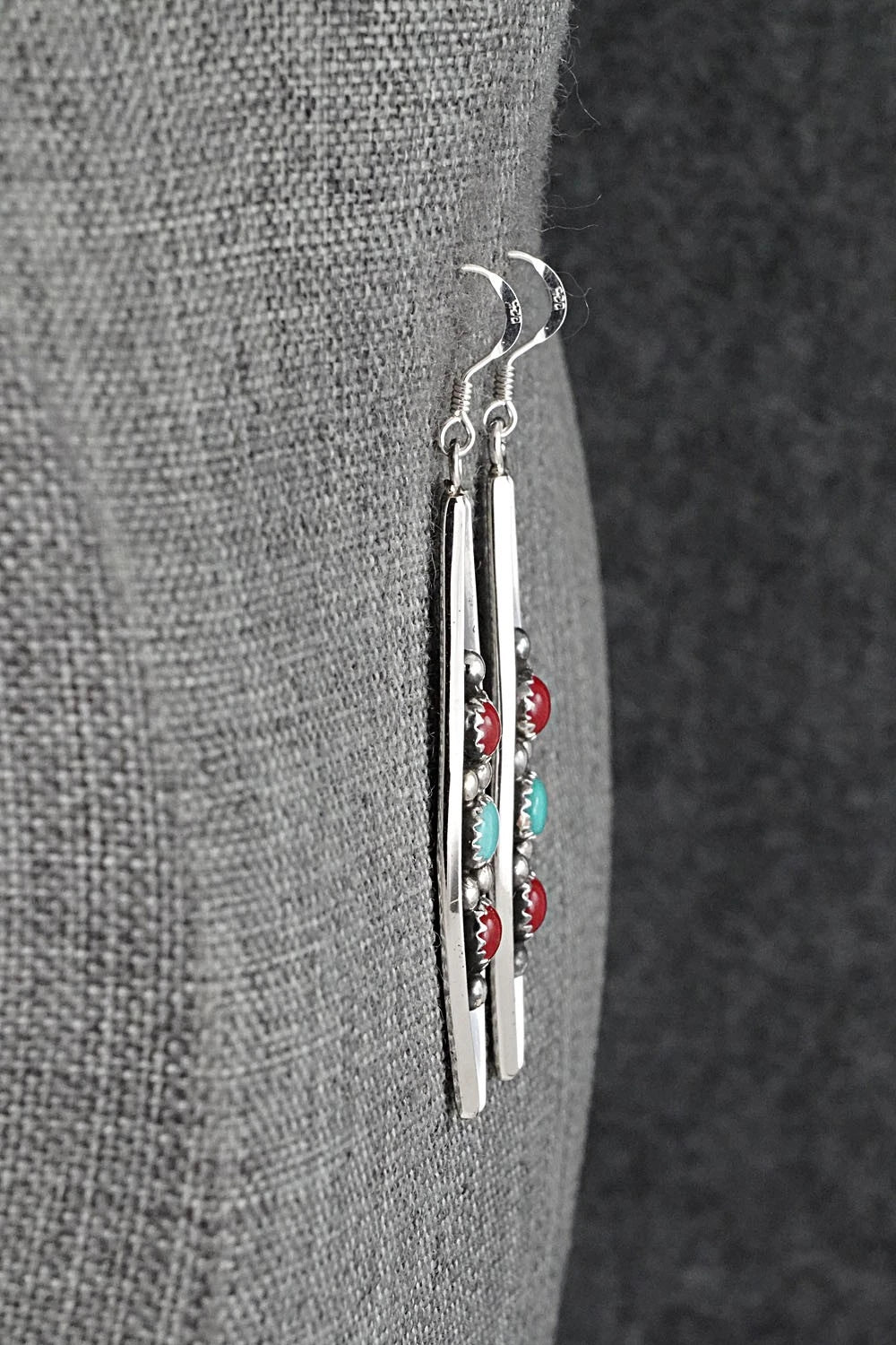 Turquoise, Coral & Sterling Silver Earrings - Paul Largo