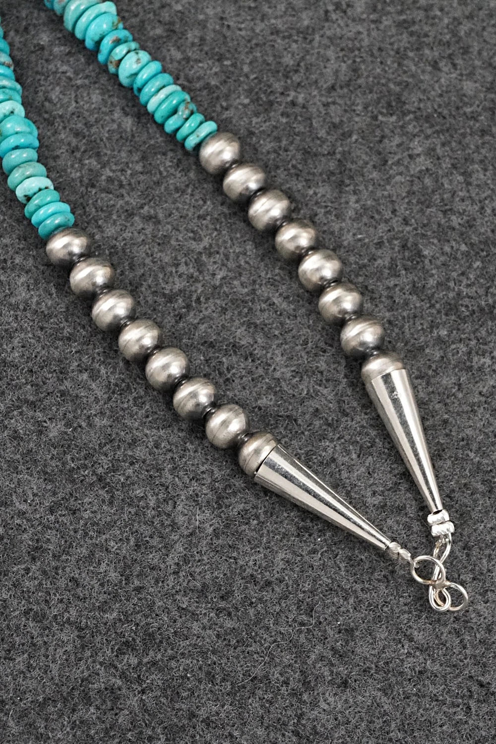 Turquoise & Sterling Silver Necklace 22" - Doreen Jake