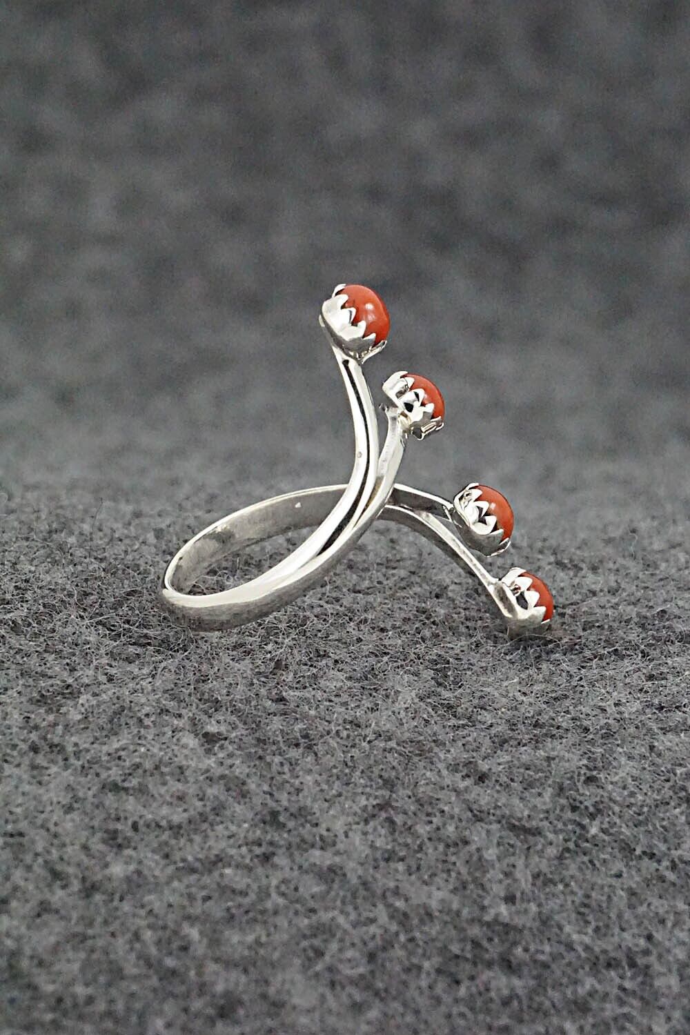 Coral & Sterling Silver Ring - Harris Largo - Size 9.5