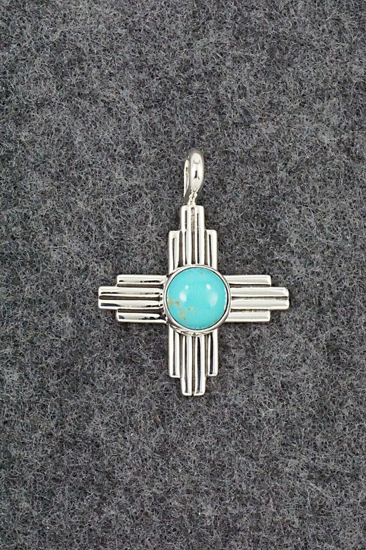 Turquoise and Sterling Silver Pendant - Raymond Coriz