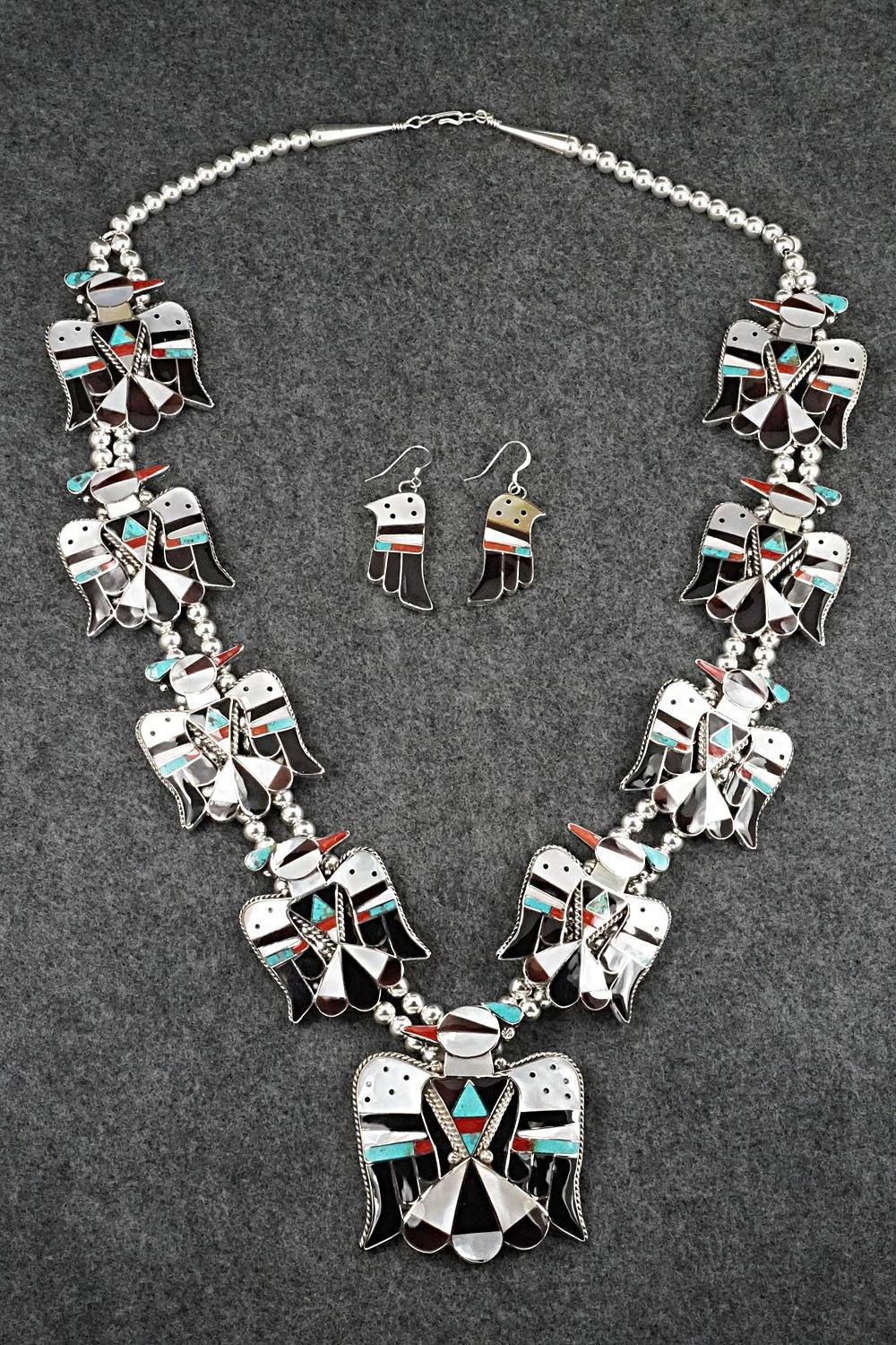 Multi-Stone & Sterling Silver Inlay Necklace Set - Bobby Shack