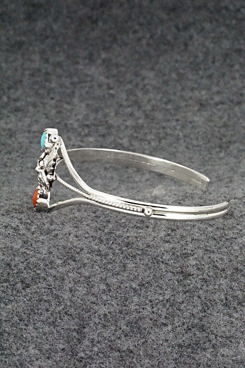 Turquoise, Coral & Sterling Silver Bracelet - William Begay