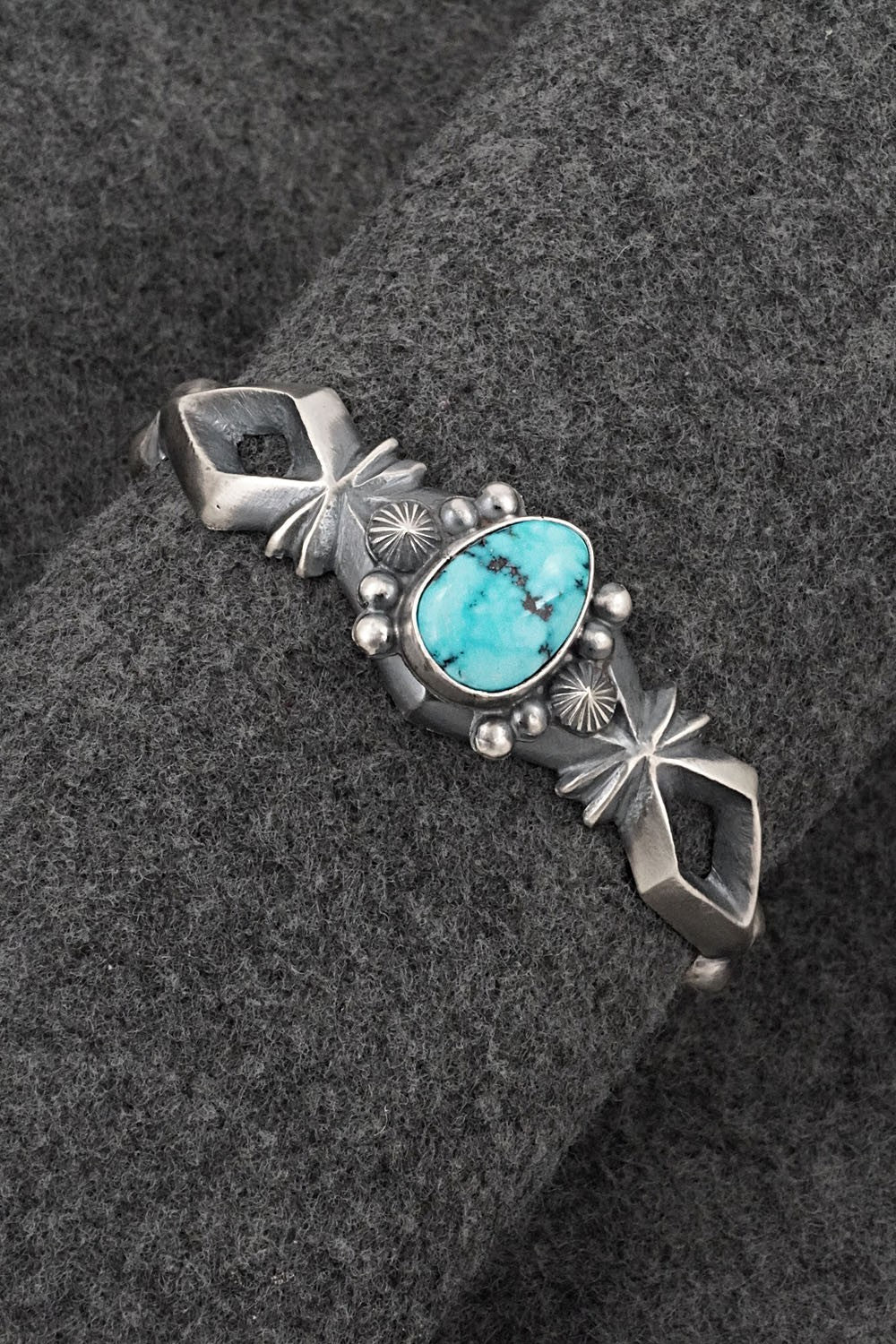Turquoise & Sterling Silver Bracelet - Harrison Bitsue