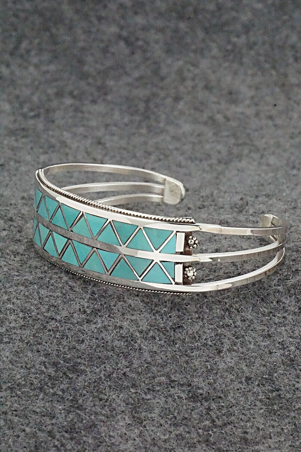 Turquoise & Sterling Silver Inlay Bracelet - Claudine Haloo