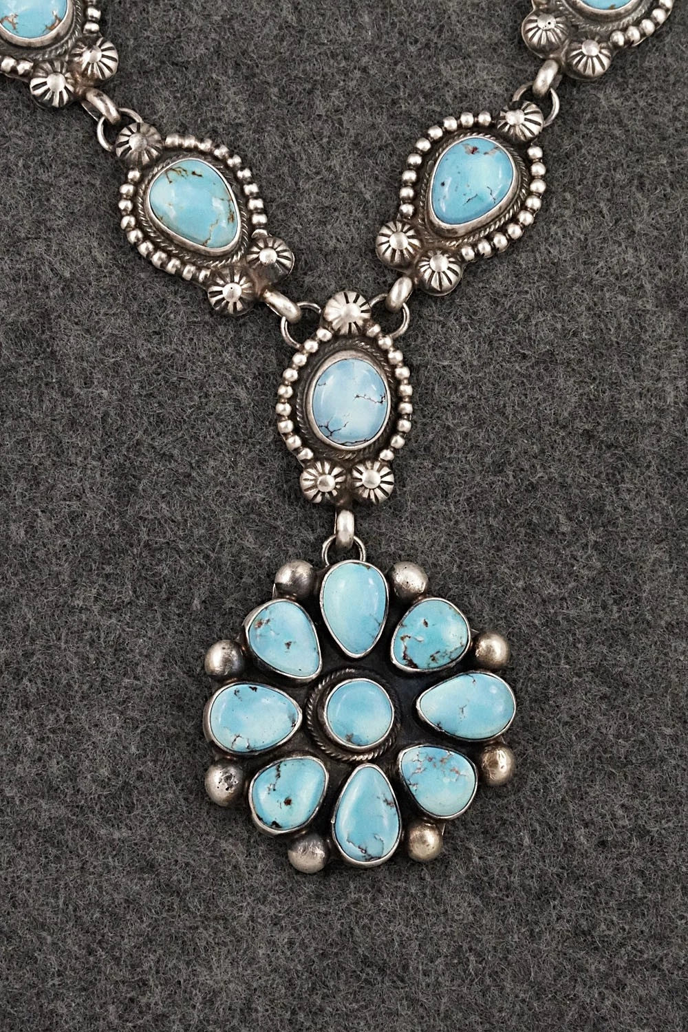 Turquoise & Sterling Silver Necklace and Earrings Set - Kathleen Livingston