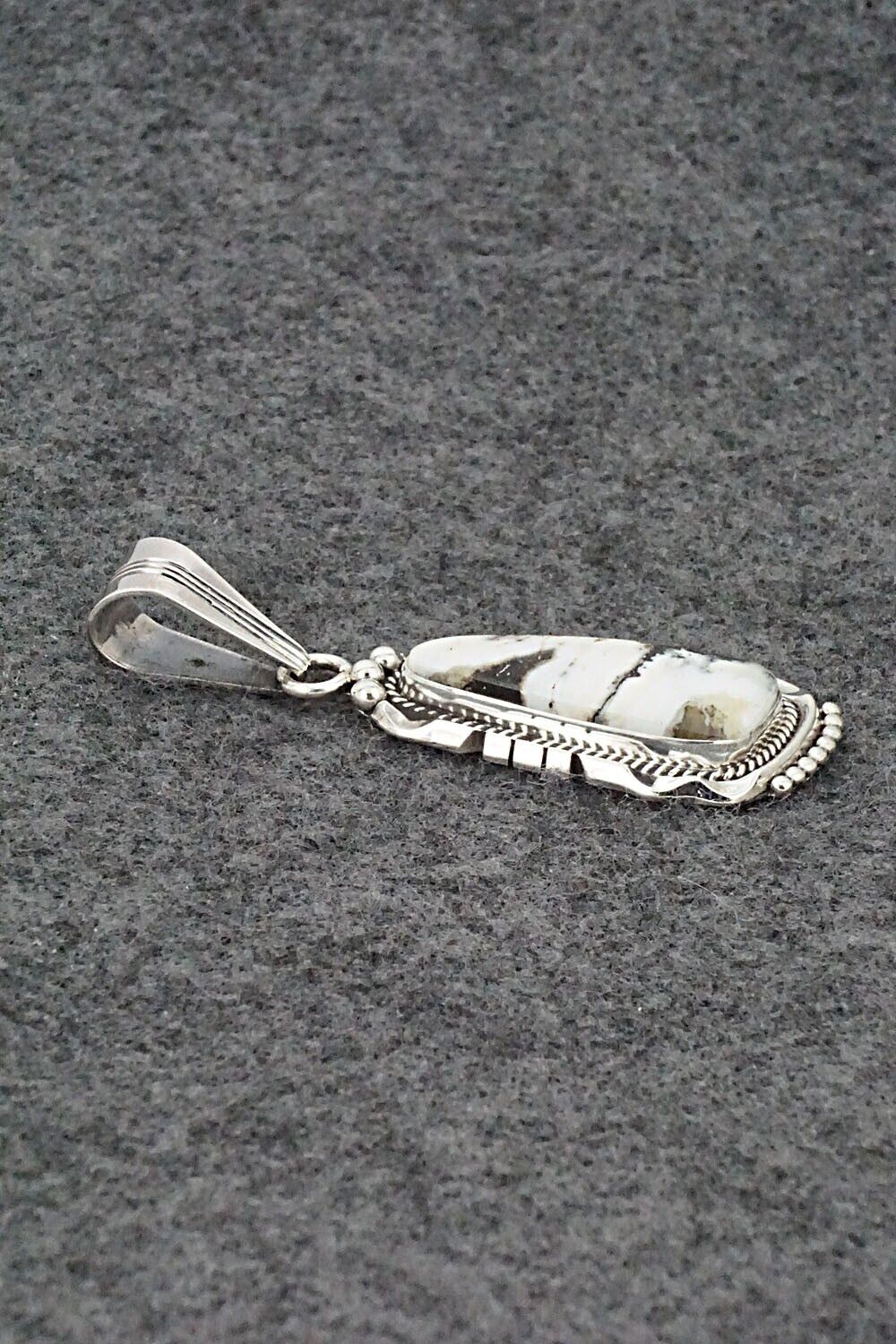 White Buffalo & Sterling Silver Pendant - Samuel Yellowhair
