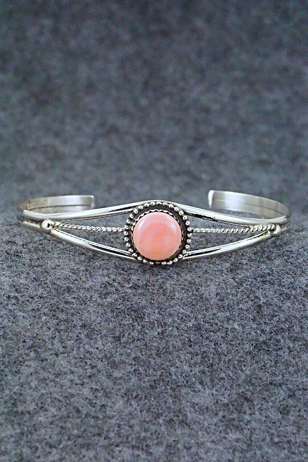Pink Conch Shell & Sterling Silver Bracelet - Esther White