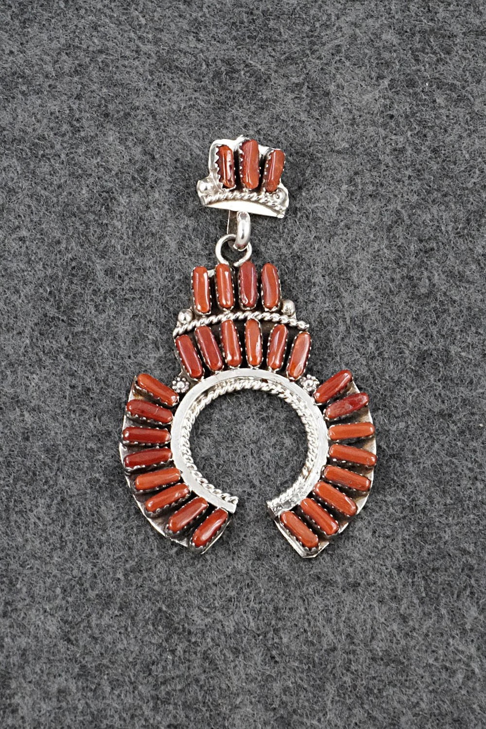 Coral & Sterling Silver Pendant and Earrings Set - Evangeline Tsabetsaye