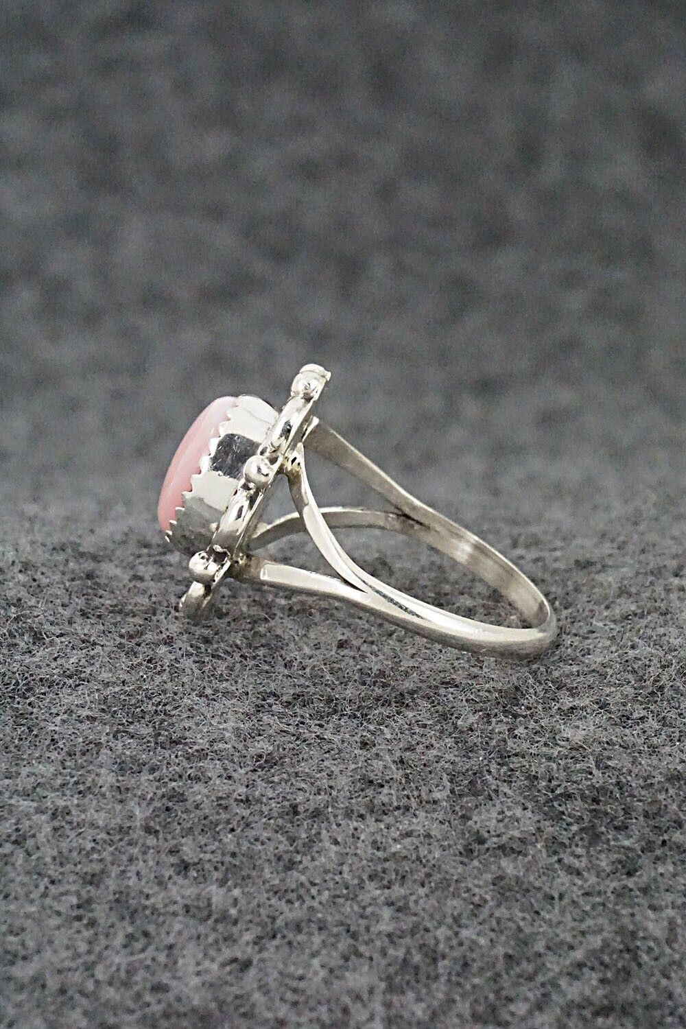 Pink Conch Shell & Sterling Silver Ring - Freda Martinez - Size 8.75