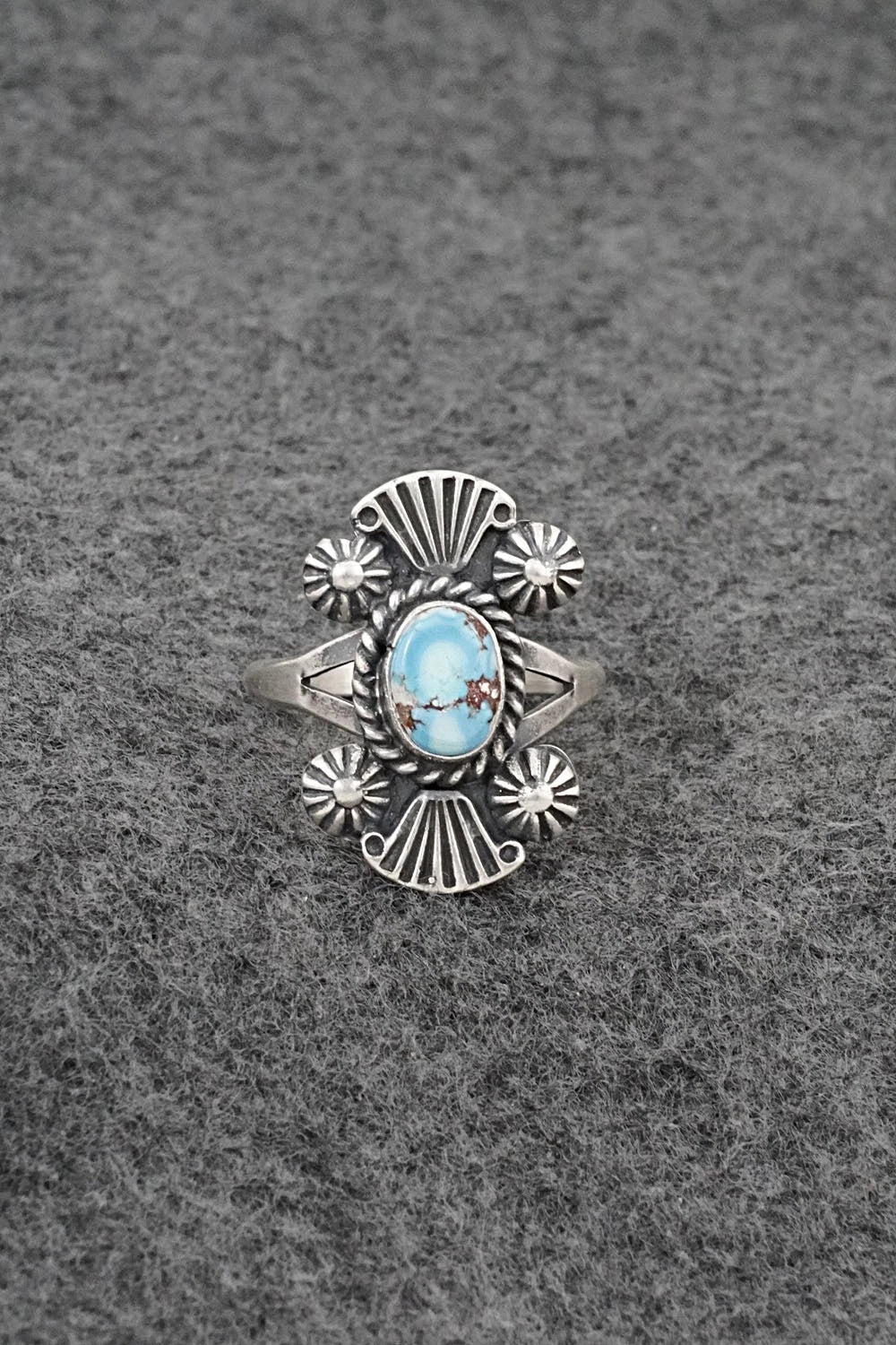 Turquoise and Sterling Silver Ring - Jerryson Henio - Size 8.75