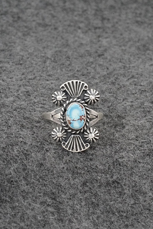 Turquoise and Sterling Silver Ring - Jerryson Henio - Size 8.75