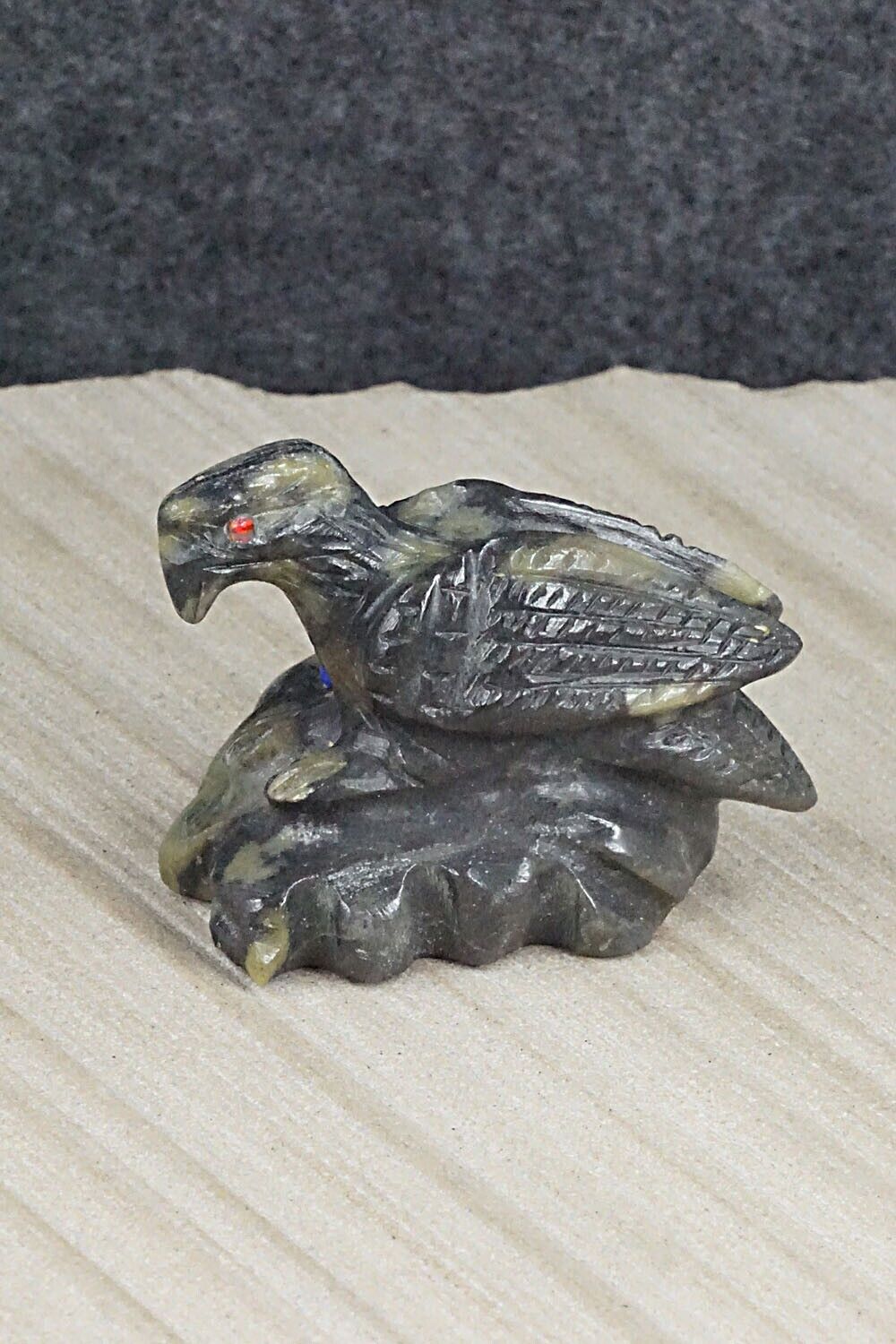 Eagle with Nest Zuni Fetish Carving - Cody Cheama