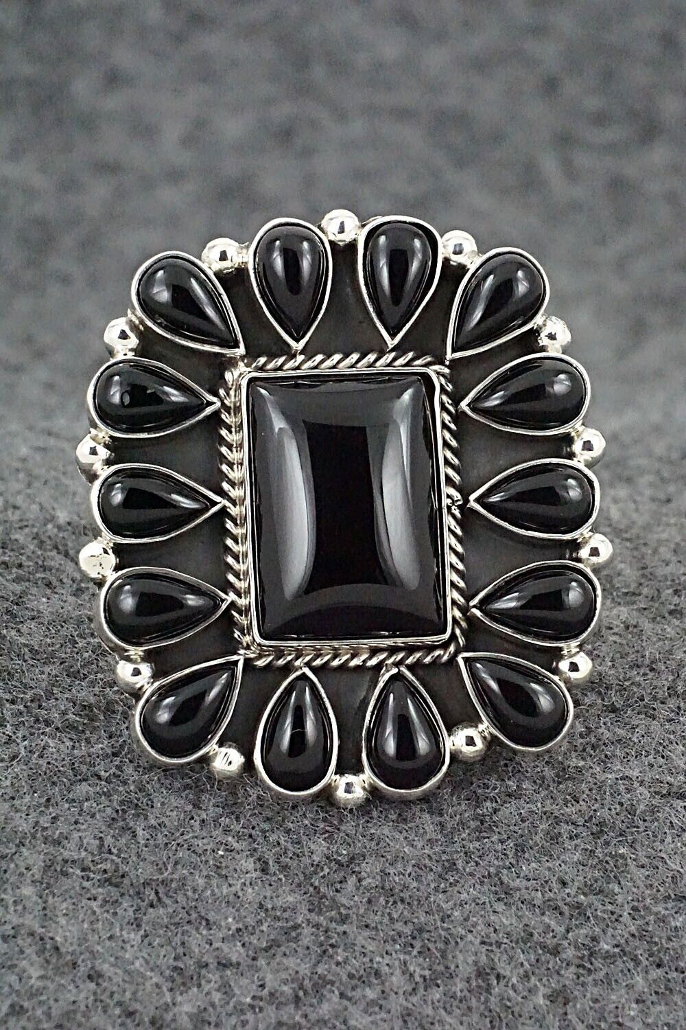 Onyx & Sterling Silver Ring - Verley Betone - Size 8.5