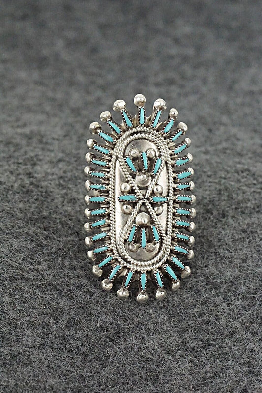 Turquoise & Sterling Silver Ring - Vincent Johnson - Size 7