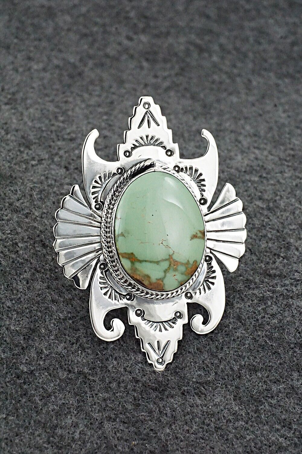 Turquoise & Sterling Silver Ring - Randy Billy - Size 9.5