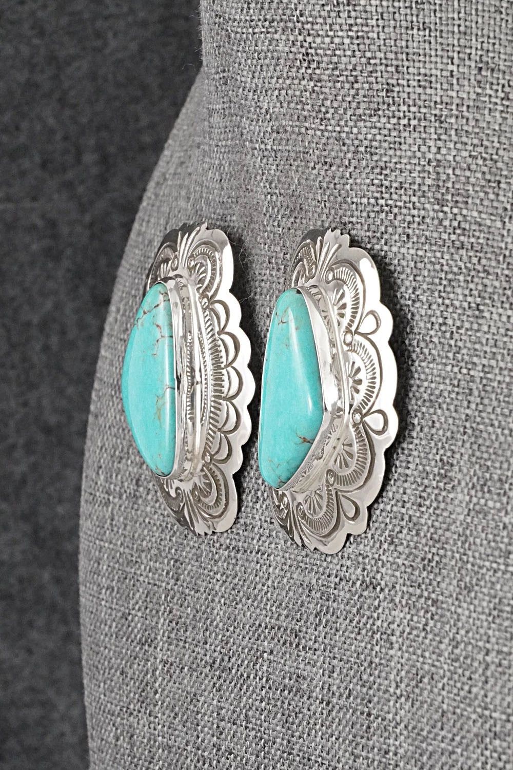 Turquoise & Sterling Silver Earrings - Arnold Blackgoat