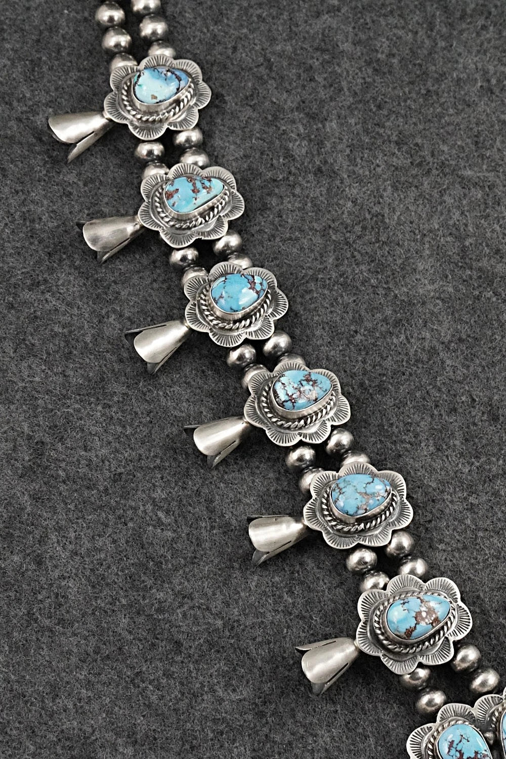 Turquoise & Sterling Silver Squash Blossom Set - Vernon Johnson