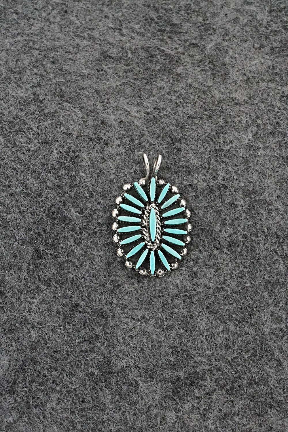 Turquoise & Sterling Silver Pendant - Fritzon Owaleon