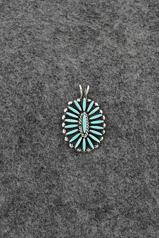 Turquoise & Sterling Silver Pendant - Fritzon Owaleon