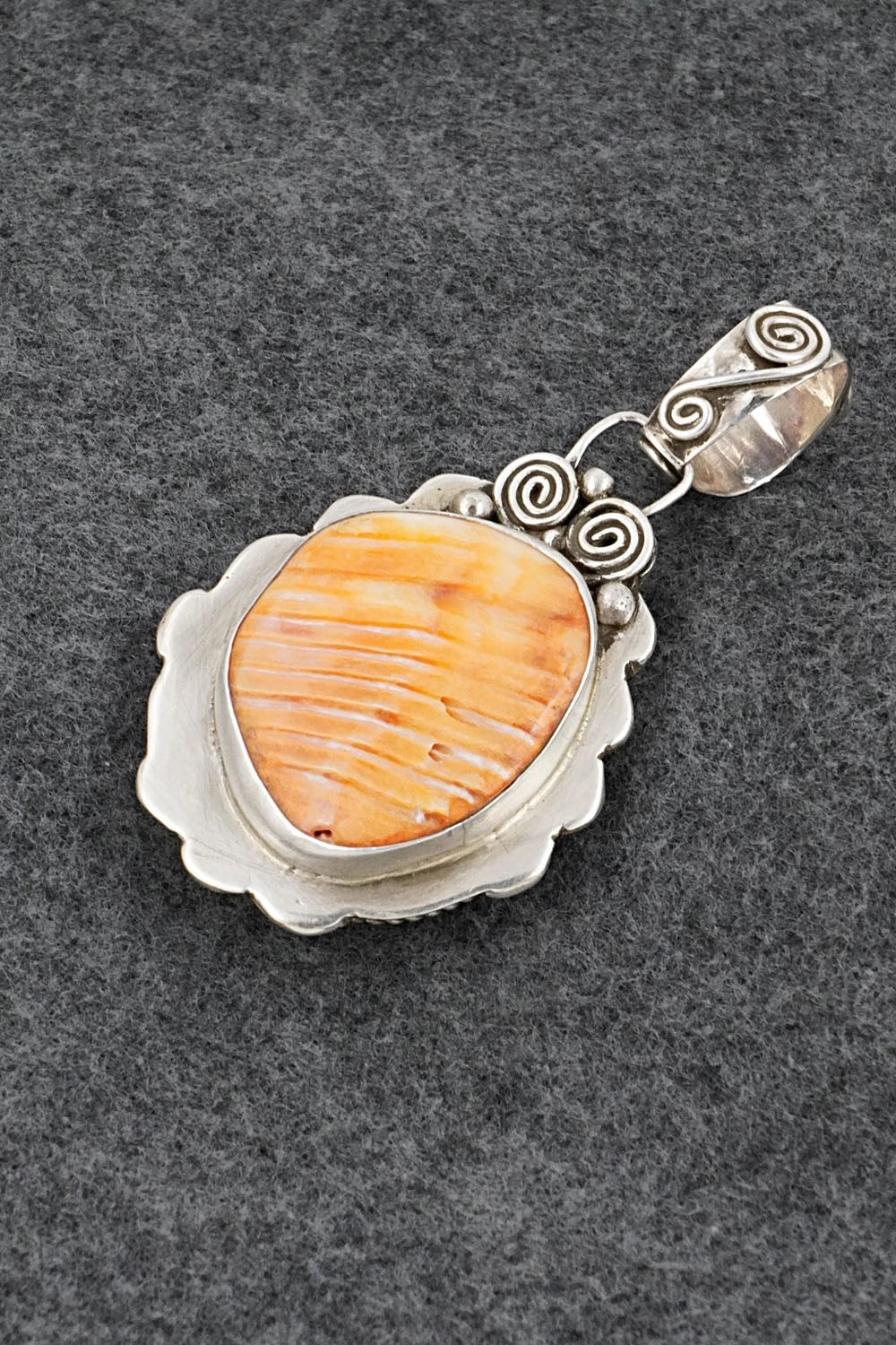 Turquoise, Spiny Oyster & Sterling Silver Pendant - Priscilla Reeder