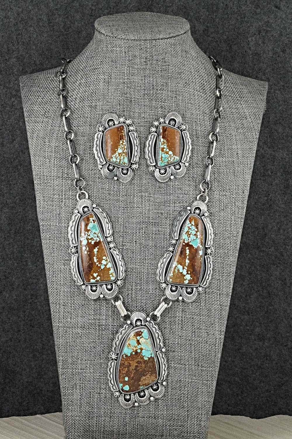 Turquoise & Sterling Silver Necklace and Earrings Set - Randy Boyd