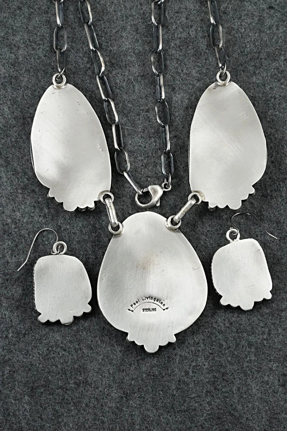 Turquoise & Sterling Silver Necklace and Earrings Set - Paul Livingston