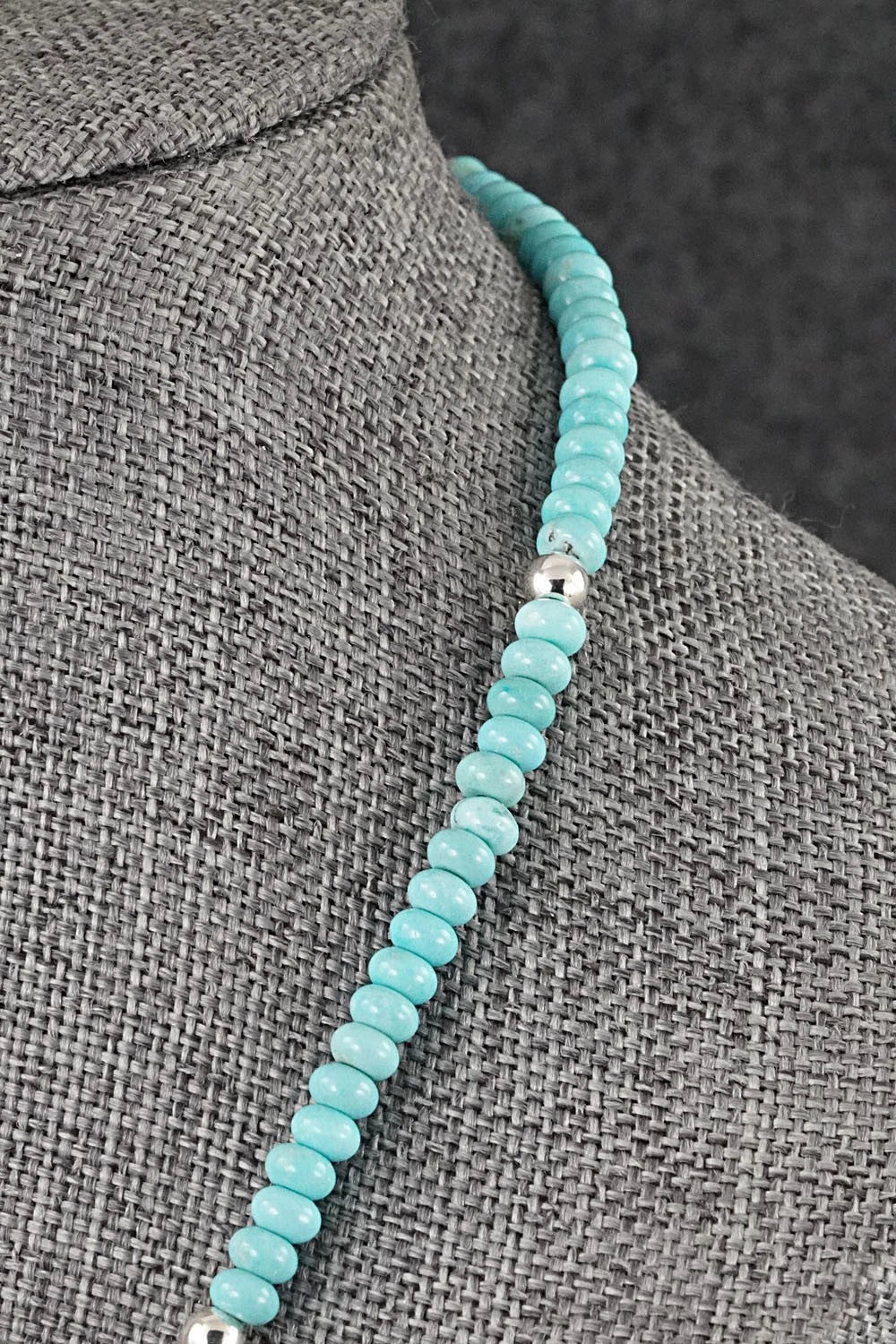 Turquoise & Sterling Silver Necklace 17" - Doreen Jake