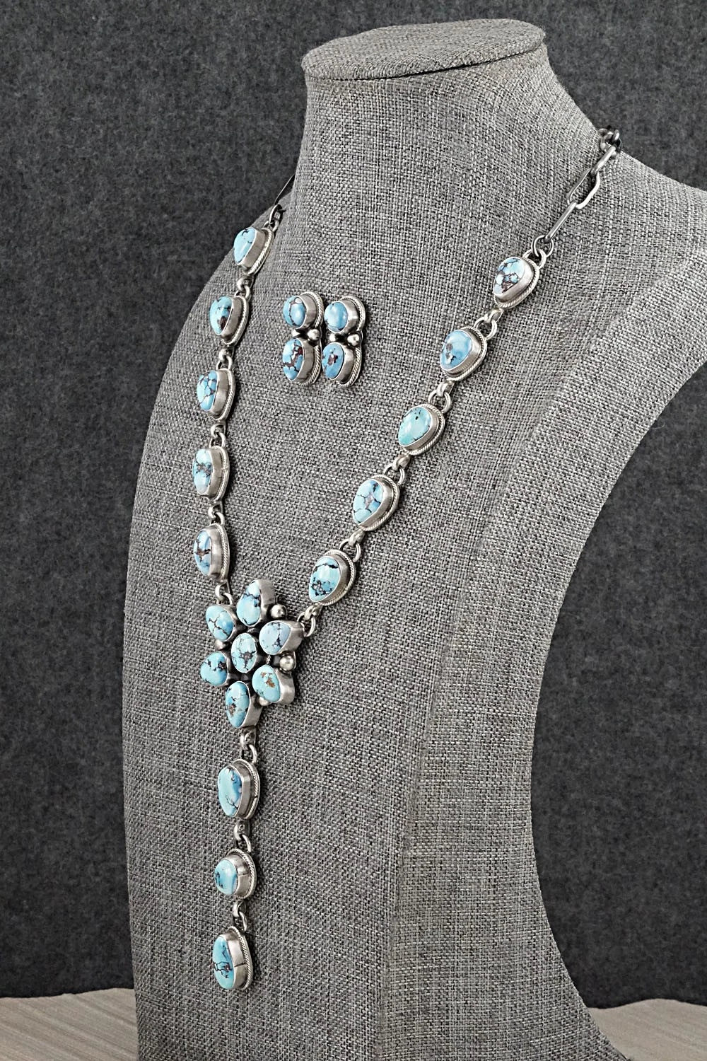 Turquoise & Sterling Silver Necklace and Earrings Set - Kathleen Livingston