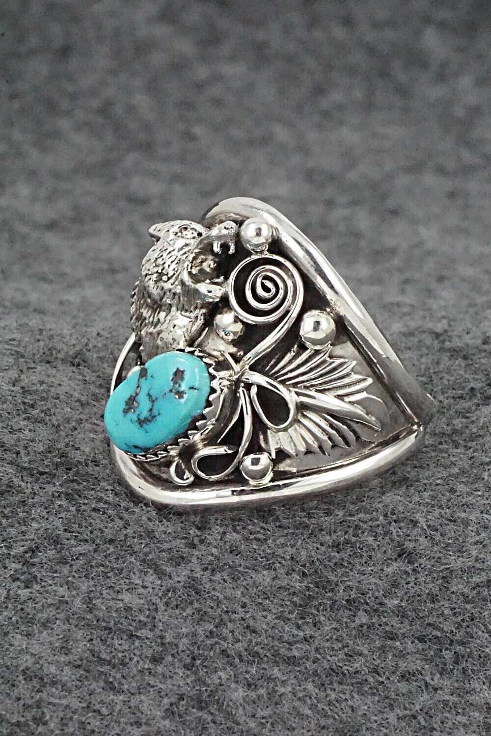 Turquoise & Sterling Silver Ring - Jeannette Saunders - Size 13.5