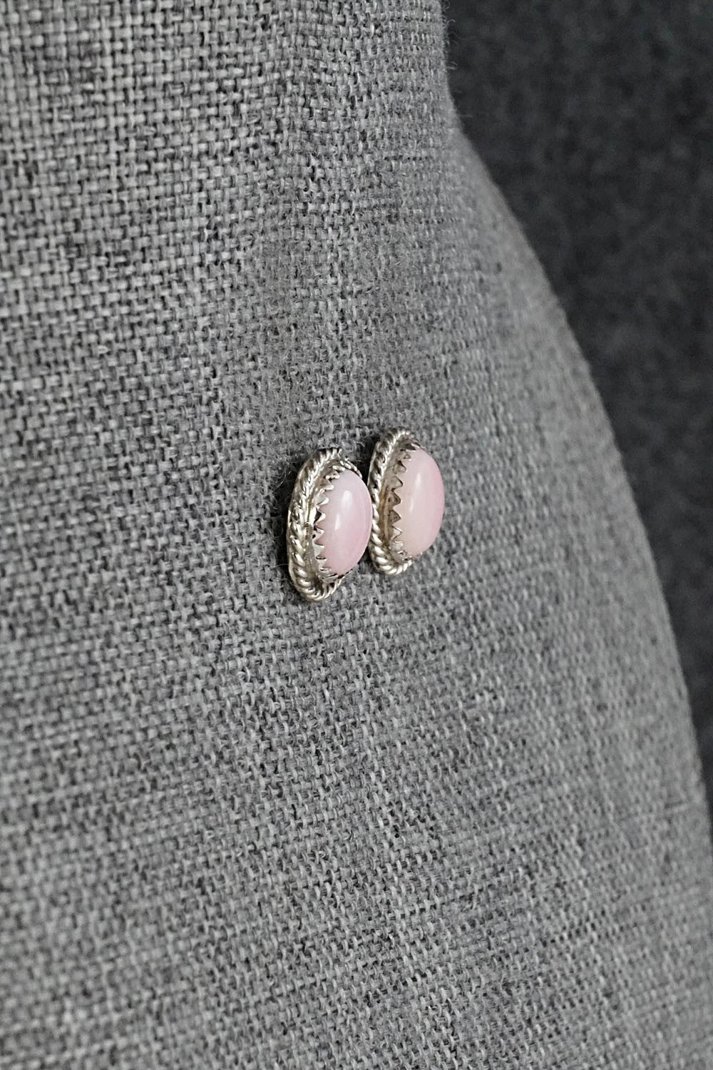 Pink Conch & Sterling Silver Earrings - Esther White
