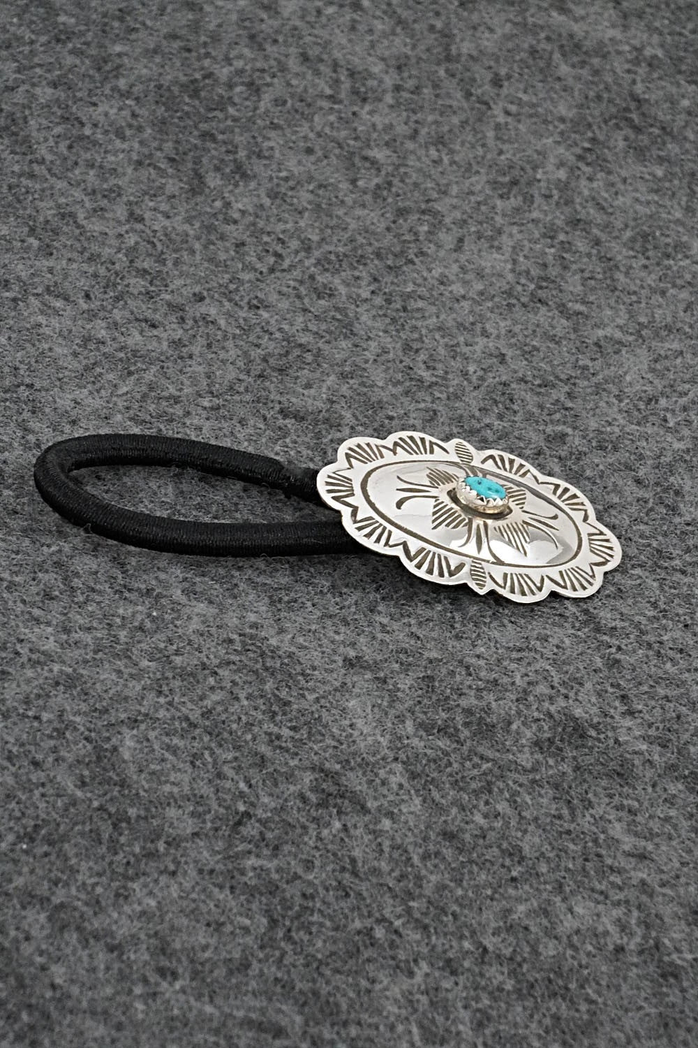 Turquoise & Sterling Silver Hair Tie - Bertha Begay
