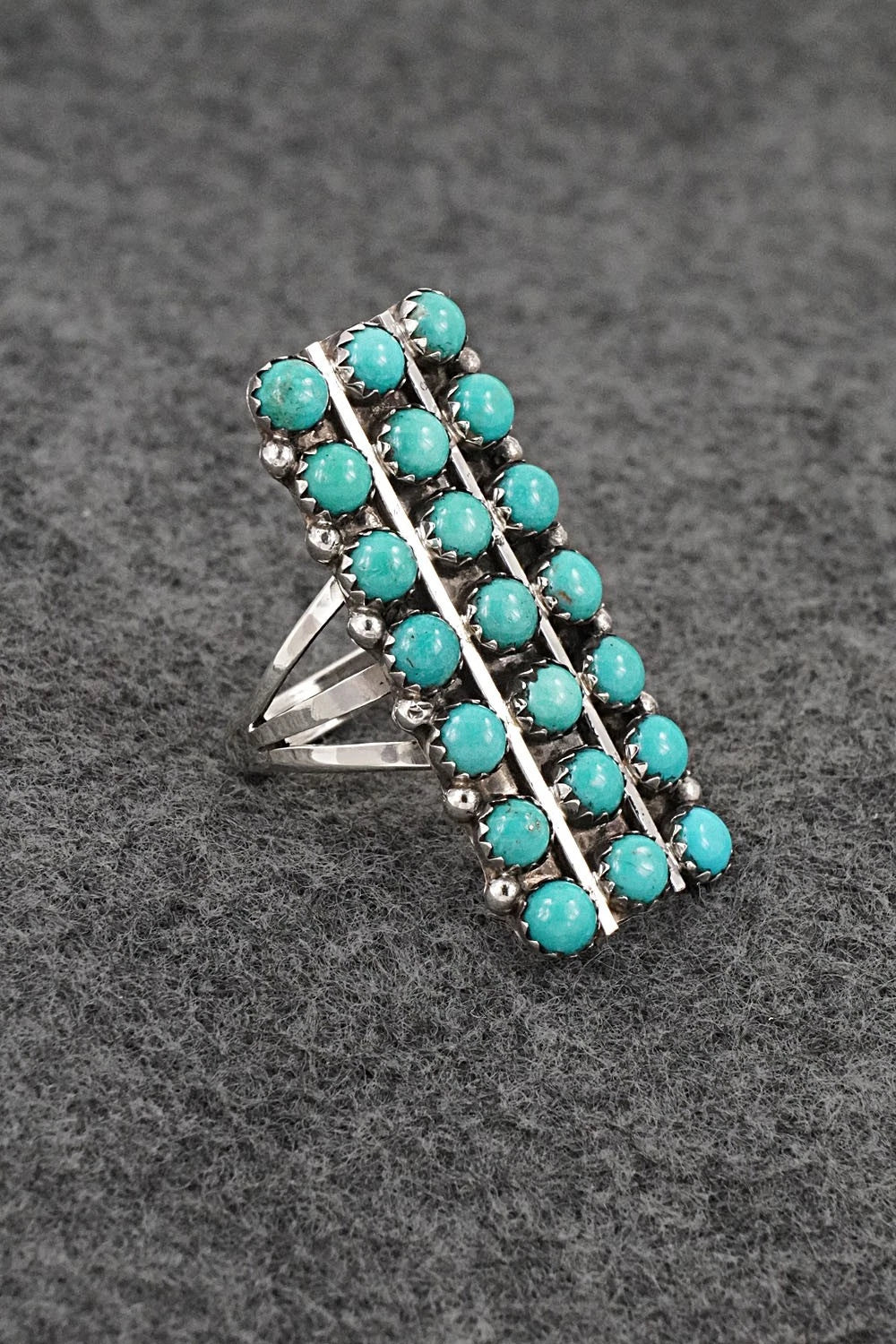 Turquoise & Sterling Silver Ring - Kenny Lonjose - Size 8