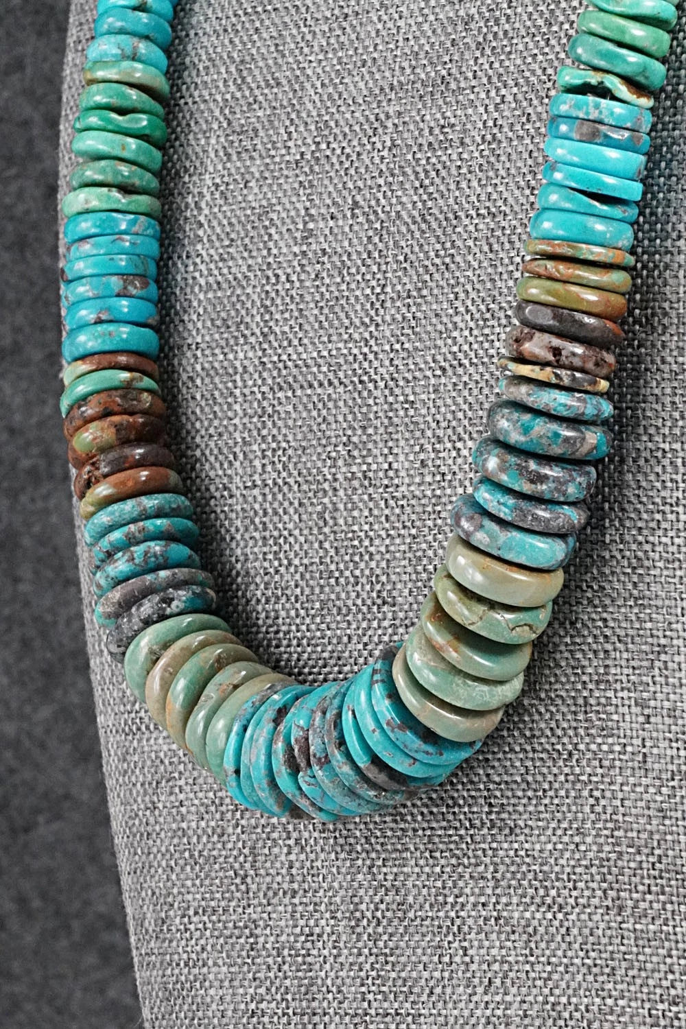 Turquoise & Sterling Silver Necklace 22" - Doreen Jake