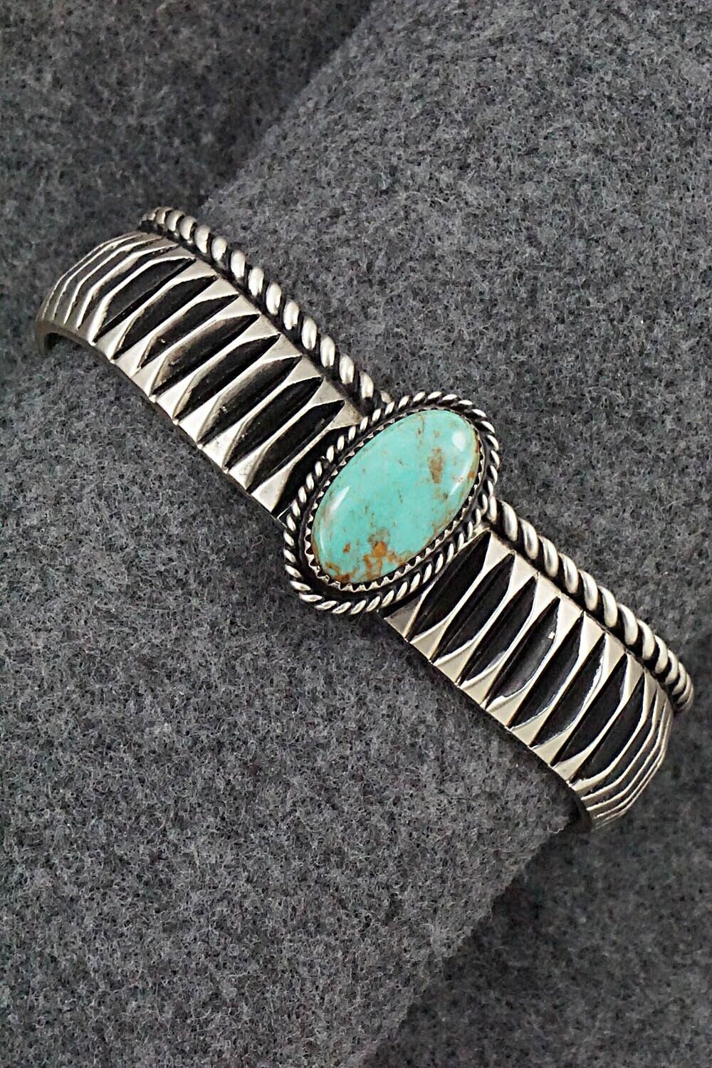 Turquoise & Sterling Silver Bracelet - Leander Tahe