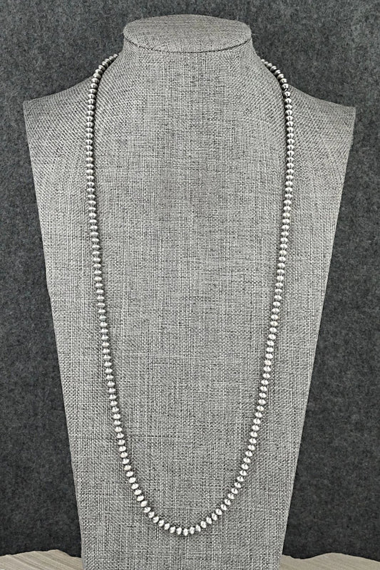 Sterling Silver Navajo Pearl Necklace 24" - Dorinda Mariano