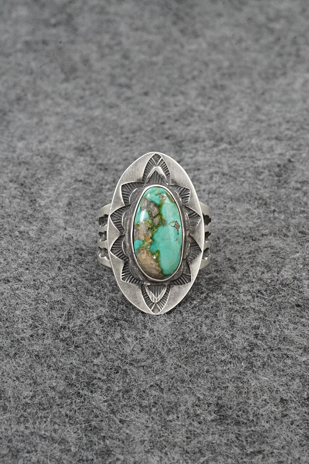 Turquoise & Sterling Silver Ring - Calvin Martinez - Size 8
