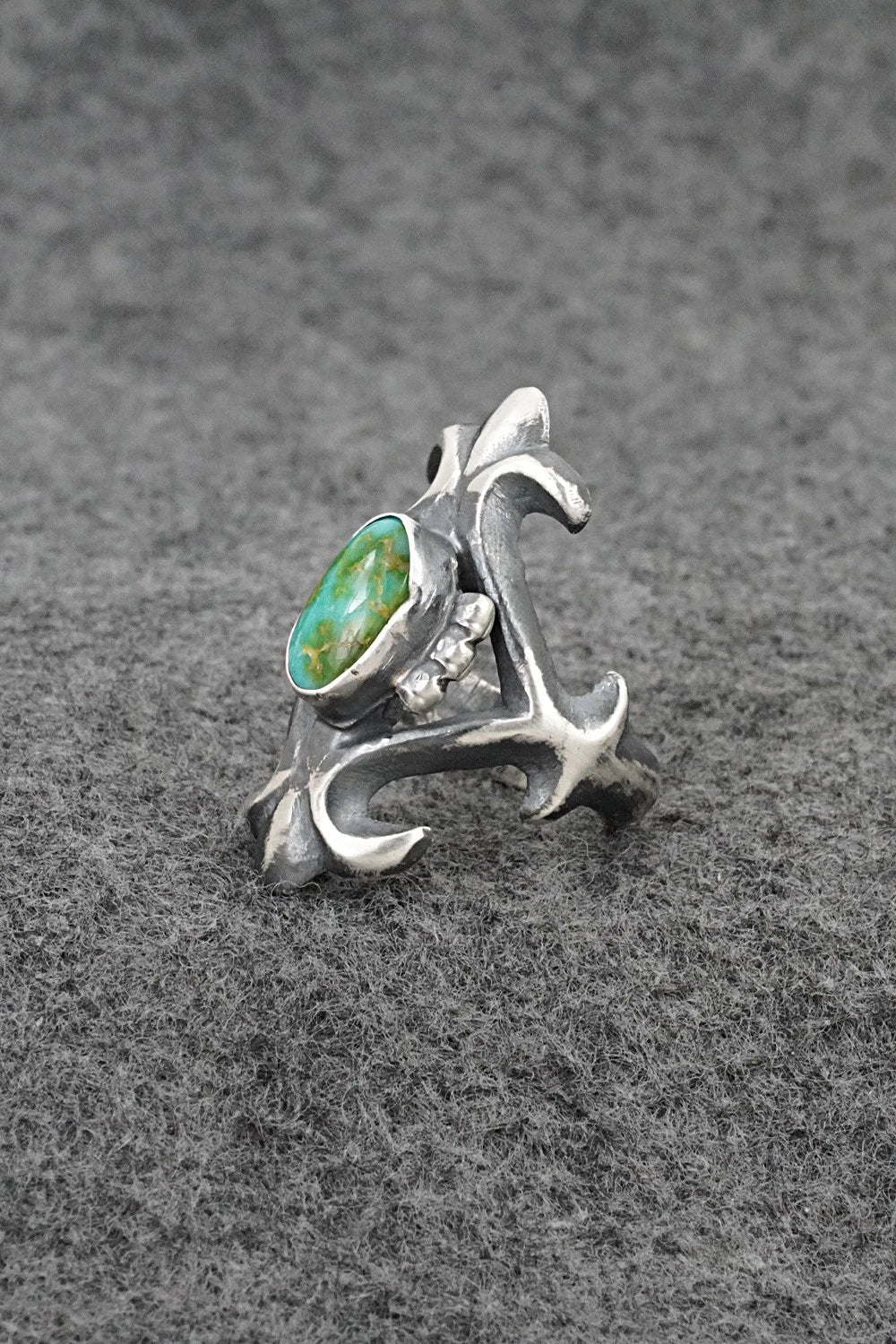 Turquoise & Sterling Silver Ring - Harrison Bitsue - Size 7.5
