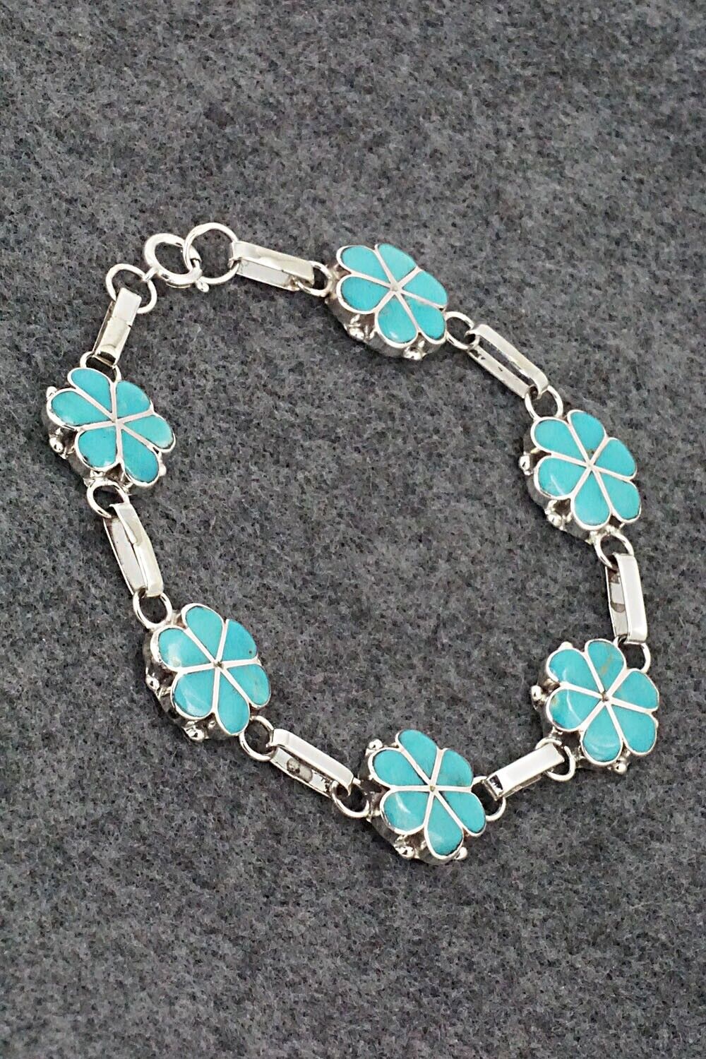 Turquoise & Sterling Silver Link Bracelet - Gina Dosedo