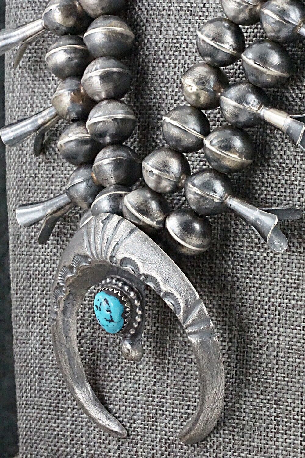 Turquoise & Sterling Silver Squash Blossom Set - Gilbert Martin