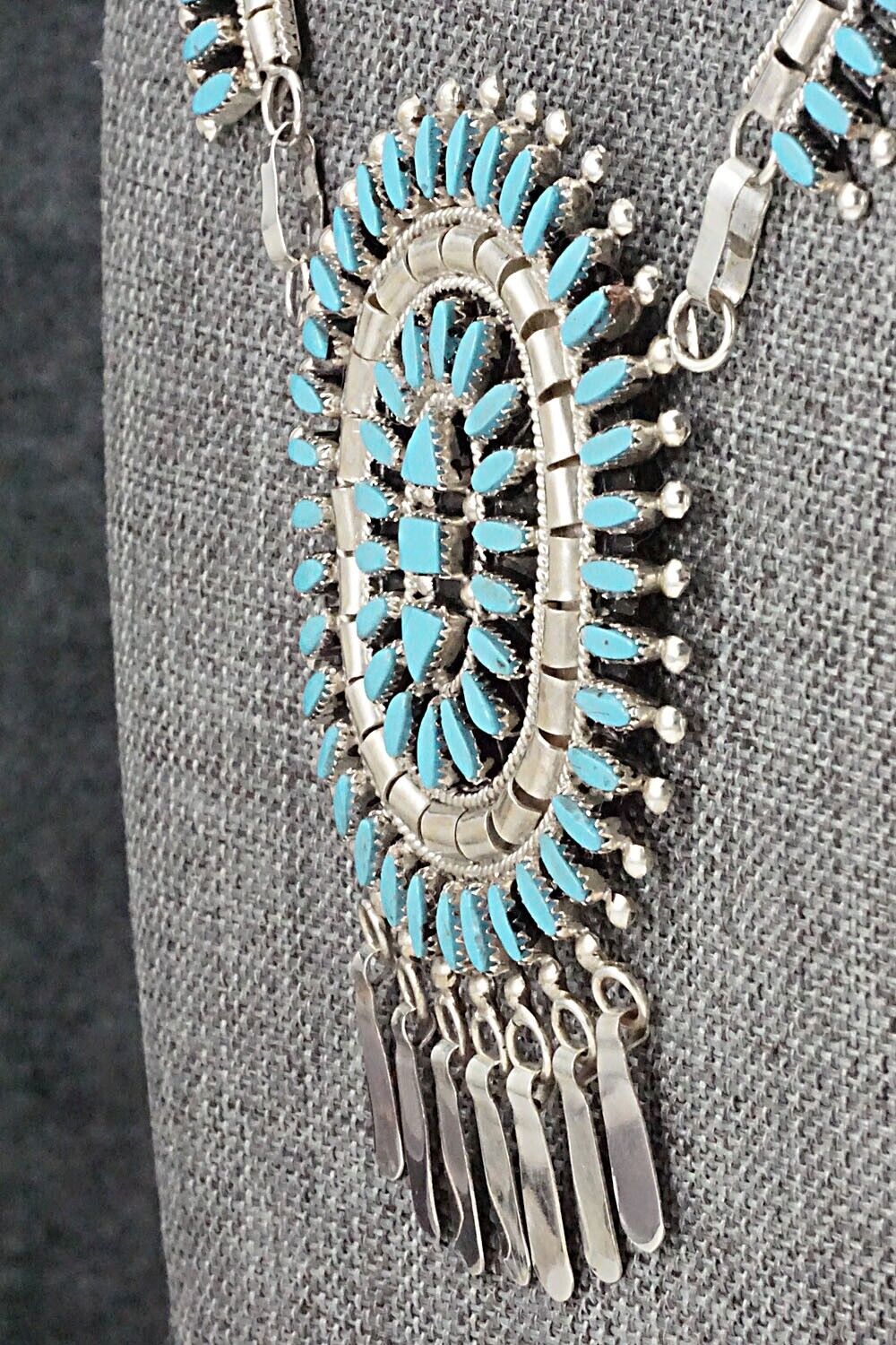 Turquoise & Sterling Silver Necklace and Earrings Set - Evonne Hustito