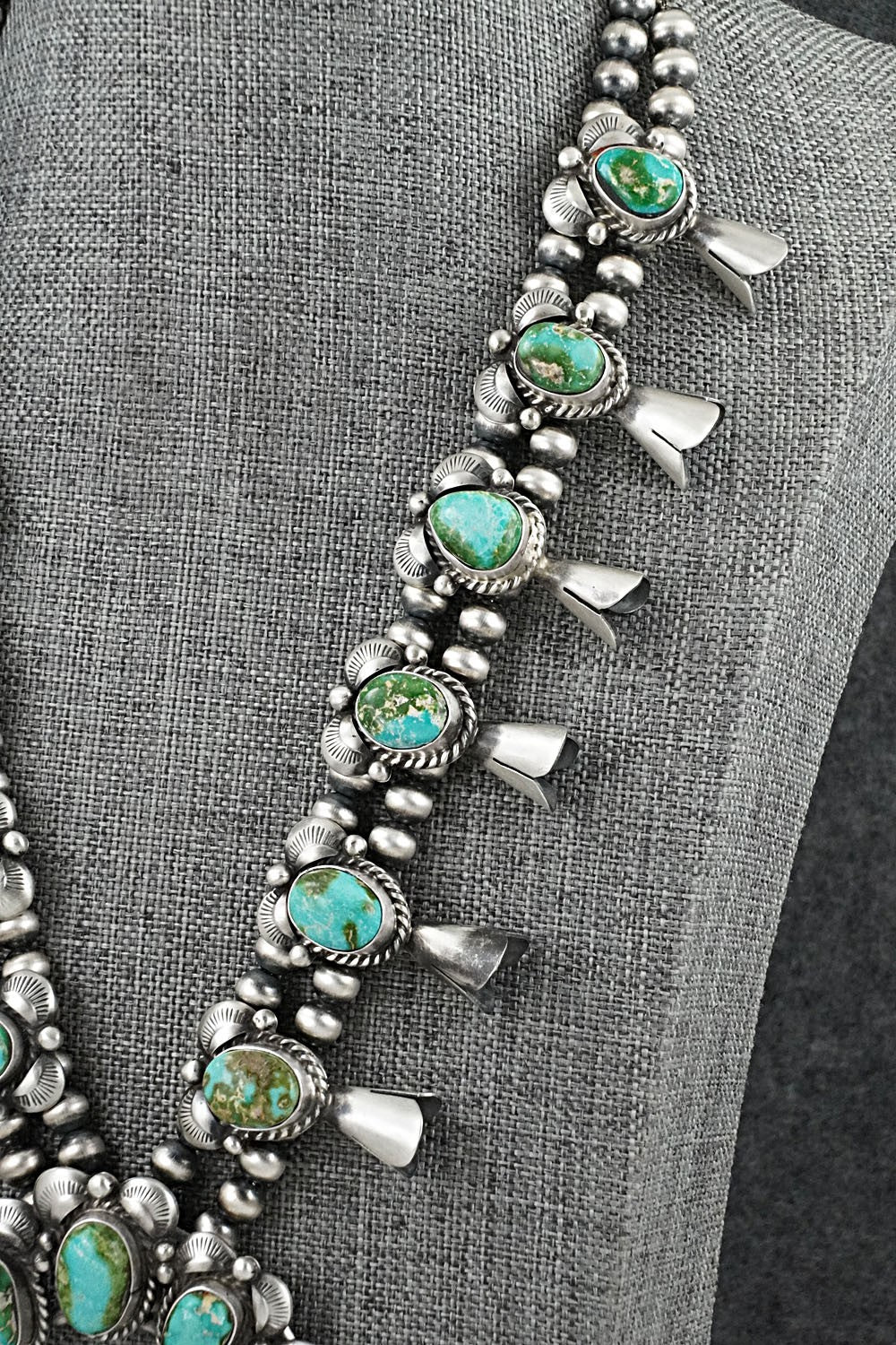 Turquoise & Sterling Silver Squash Blossom Set - Vernon Johnson